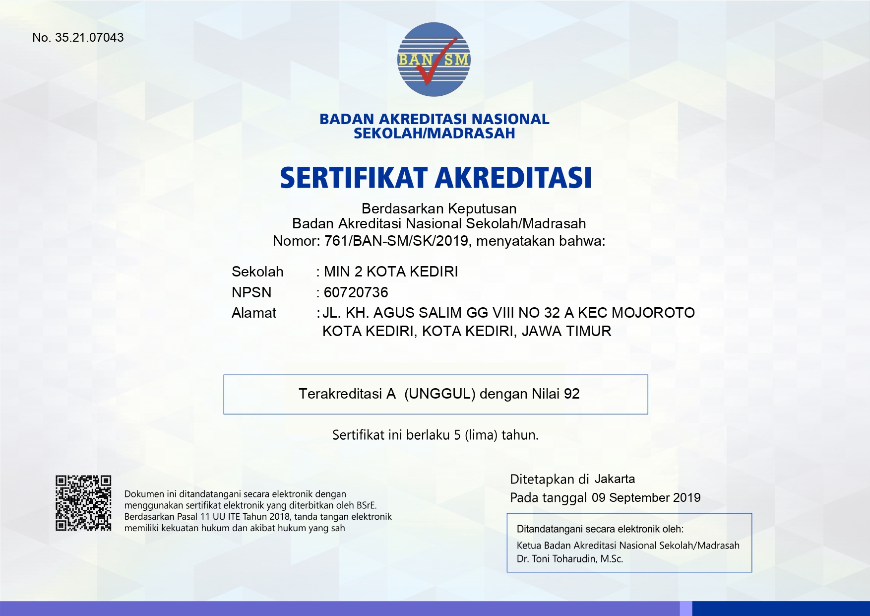 Sertifikat Akreditasi Halaman 1